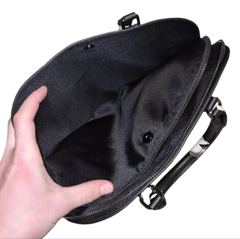 A New Day Black Floral Dome Satchel